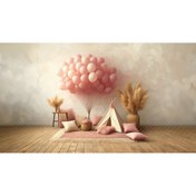 Resim Venspor Pastel Tonlarda Çadır ve Balon Arkaplan, 200x150cm, Fon, Duvar Örtüsü 
