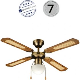 Resim Raks 4 Pervaneli Beyaz Ahşap Görünümlü Dekoratif Tavan Vantilatörü 50W 