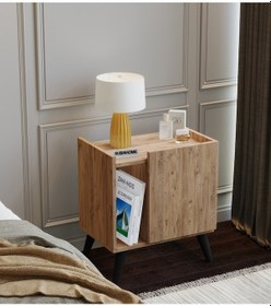 Resim 50 Cm Mdf Modern Ayaklı Ahşap Komodin Çok Amaçlı Dolap Yan Sehpa 