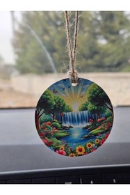 Resim hebmeyy Ahşap Manzara Dikiz Aynası Süsü Hediyelik Eşya Oto Aksesuar 