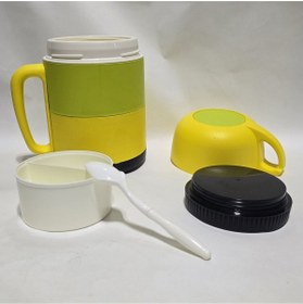 Resim abnturk Çok Amaçlı 5 Parça Kaşıklı Yemek Kabı Yemek Termosu Sıcak Soğuk Korumalı 23x13 Cm 