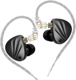 Resim KZ Krila 4 Seviyeli Ayarlanabilir Hibrid Kulaklık Kulaklıklar, KZ HiFi BA DD Ağır Bas Kulak İçi Kulaklıklar, Çıkarılabilir Gümüş Kablolu Kulaklık (Siyah, Mikrofonsuz) 