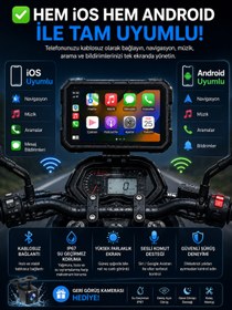 Resim Store 5.5 İnç Su Geçirmez Motosiklet CarPlay Android Auto Navigasyon Ekranı 