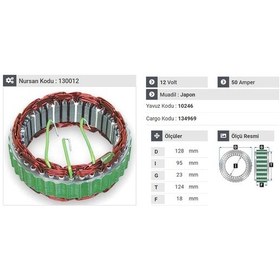 Resim 12v Alternatör Statör Hıtachı Tipi 50 A 3 Uçlu N11.419 