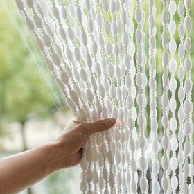 Resim 1 adet Şık Beyaz Şampanya Boncuk Perdesi - Çağdaş Polyester, Dayanıklı ve Kolay Temizlenebilir, Ev, Parti veya Etkinlik Dekorasyonu için İdeal, Parti Dekorasyonu | Modern Estetik | Dayanıklı Polyester 
