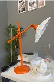 Resim Bamyum Risso Beyaz Turuncu Gövde Masa Lambası Dekoratif Abajur Çocuk Odası Başucu Lambası Okuma Lambası 