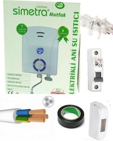 Resim Mutfak Tipi Şofben 5 mt Kablolu Orjınal Tam Takım Set Montaj Hariç 