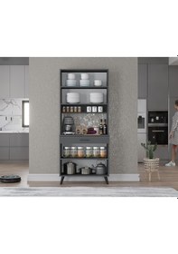 Resim Loysen Kahve Köşesi Çok Amaçlı Dolap Kiler Mutfak Dolabı Füme 70 Cm Antrasit 