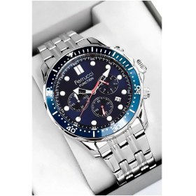 Resim Ferrucci Function Erkek Kol Saati Gümüş-mavi Çelik Kordon 3atm Suya Dayanıklı Sdfer095 Gümüş - Mavi 