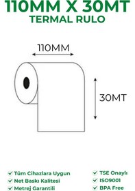 Resim 110x30 Termal Rulo 5 Paket 50 Adet Bpa Free 
