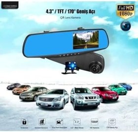 Resim 4.3” Dikiz Ayna 1080P Araç Kamerası - Çift Kameralı + Arka Kamera 