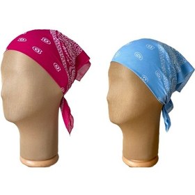 Resim Pamuklu Klasik Desen Unisex 2li Bandana Seti Renkli Bandana Etnik Desenli A Kalite Bandana Bordo - Mavi 