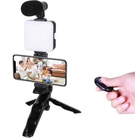 Resim ZERO LAND MTXDPN Telefon Tutucu Led Işıklı Kumandalı Mikrofon Telefon Vlog (201853) Video Kayıt 