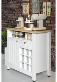 Resim Dufon Kahve Köşesi, Kapaklı Ve Çekmeceli, Bardaklık Bölmeli Dolap 