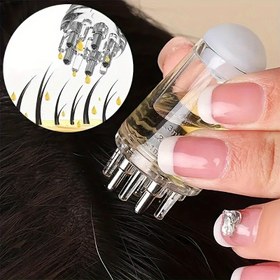 Resim 1 adet Baş Masajı Cihazı Sıvı Tarak Kök Masajı için Kontrol Kullanımı Dağıtım Şişesi 