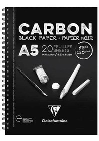 Resim Clairefontaine Carbon Siyah Çizim Defteri A5 120 G 20yp Yandan Sp 