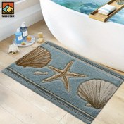 Resim 1 adet Yıldız Balığı ve Kabuk Desenli Banyo Kaymaz Mat, Flanel Malzeme, Kabarık Peluş Dekorasyon, Banyo, Kapı, Mutfak, Oturma Odası ve diğer durumlar için uygun, Makinede Yıkanabilir, Kaymaz, Günlük Dekorasyon, Hediye olarak verilebilir 