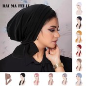 Resim BAI MA FEI LI Kadınlar için Uzun Kuyruk Bağlamalı Tüm Mevsim Başörtüsü, Polyester Dokuma Hijab Kapağı, Çok Yönlü Seyahat Aksesuarı, Siyah ve Beyaz Seçenekler 
