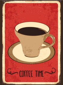 Resim Coffee Time Temalı Retro Ahşap Poster Tablo Vintage Kahve Dekoru 