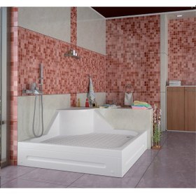 Resim Karduş 100X100Cm Kare Oturmalı Duş Teknesi Panelli Sifonlu 