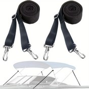 Resim 2'li Ayarlanabilir Siyah Tekne Üstü Kayışları, Ağır Hizmet, 28"-60", PA (Poliamid, Naylon) Malzeme, Çift Sonlu Kilit Kayışı ile, Denizcilik, Tekne Kanopi için 