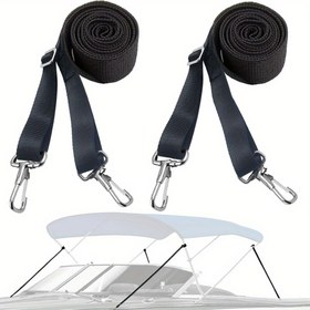 Resim 2'li Ayarlanabilir Siyah Tekne Üstü Kayışları, Ağır Hizmet, 28"-60", PA (Poliamid, Naylon) Malzeme, Çift Sonlu Kilit Kayışı ile, Denizcilik, Tekne Kanopi için 
