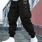 Resim Erkek Casual Karikatür Desenli Polyester Kargo Pantolonu, Çoklu Cep, Düzenli Fit İpli Bel, Esnemez Kumaş, Dokuma, Bahar/Sonbahar - Genç Hafta Sonu Casual Giyim 