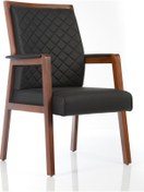 Resim Uzay Ofis Tesla Plus Bekleme Koltuğu - Ahşap - Siyah 