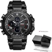 Resim Hanyang Kara Kutu Smael Çift Zamanlı LED Dijital Saat Erkekler Için Hafta Tarihi Su Geçirmez Kuvars Saatler Askeri Spor Kronometre Часы Relogio Reloj Turuncu (Yurt Dışından) 