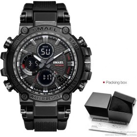 Resim Hanyang Kara Kutu Smael Çift Zamanlı LED Dijital Saat Erkekler Için Hafta Tarihi Su Geçirmez Kuvars Saatler Askeri Spor Kronometre Часы Relogio Reloj Turuncu (Yurt Dışından) 