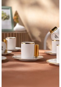 Resim Emsan Modern 80 Ml 6'lı Kahve Fincan Takımı Gold 