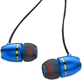 Resim Auleset Kablolu Kulaklıklar Ergonomik Kablo Kontrolü Kulak İçi 1,2 m Metal Taşınabilir 3,5 mm Kulaklıklar iPhone ve Android ile Uyumlu, PC Oyun, MP3 - Mavi 