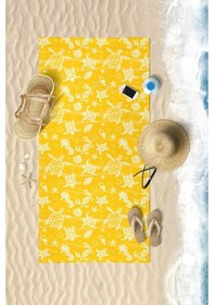 Resim Underwater Desen Dijital Baskılı 75x150 Cm Plaj Havlusu Sarı 