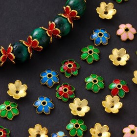 Resim 100 adet Vintage Renkli Altı Çiçekli Çiçek Aralayıcı Boncuklar, Alaşım DIY Boncuk Kiti Bilezikler, Kolyeler, Küpeler için - Takı Yapımı Aksesuarları, Festivite Dekorasyon Hediyesi, DIY Takı Yapımı|Vintage Boncuk Tasarımı|Alaşım Boncuklar, Boncuk Takı Yapımı 