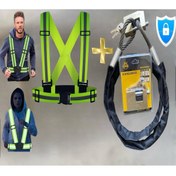 Resim PADRİ motorsiklet ikaz Yelek reflektörlü+1,5 metre 10 mm Çelik Bağlama Halat Motosiklet Zincir kılıflı 