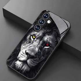 Resim Kırmızı ve sarı ikili renkli gözlerle lüks bir aslan tasarımı, Samsung Galaxy S25/S25 Plus/S25 Ultra/S24/S24 FE/S24 Plus/S24 Ultra/S23/S23+/S23 Ultra/S22 5G/S22+ 5G/S22 Ultra 5G/S20/S20+/S20 FE/S20 Ultra/A13/A13 5G/A14 5G/A16/A32/A32 5G/A33 5G/A34 5G/A52/A52 5G/A52S 5G/A53 5G/A54 5G/A71/A72/A73 5G için cam telefon kılıfı, yüksek kaliteli, minimalist ve şık 