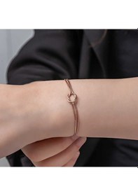 Resim 925 Ayar Gümüş Rose Aşk Düğüm Kadın Bileklik Beyaz 