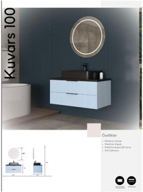 Resim Evros Kuvars 100 Cm Banyo Dolabı Mavi 