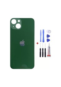Resim Apple Uyumlu iPhone 13 Mini Yeşil Arka Cam Kapak Arka Pil Kapağı 