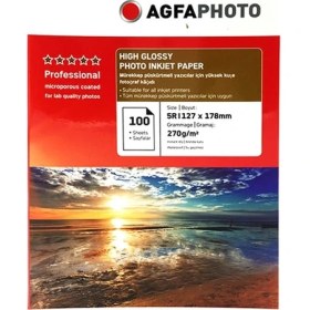 Resim AgfaPhoto Parlak 5r Inkjet Fotoğraf Kağıdı 13 x 18 cm 270 Gram 