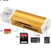 Resim 2 Pcs Mullı Multlı 1 Usb 2.0 Micro Sd Sdhc Tf Mmc Ms Pro Pro Duo Hafıza Kartı Okuyucu Altın 