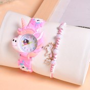 Resim Kutulu Kızlar Hediyesi Moda 2'li Set Benzersiz Tasarım Sevimli Pony Kızlar Kuvars Saatler Yumuşak Silikon Kayış Çocuk Çocuk Bilek Saati Ayarlanabilir Bileklik ile 
