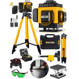 Resim Graizer Alman 128 Vf 12 Köşe Otomatik Hizalama Lazer Metre 360 Derece Tripodlu Kumandalı Yatay Dikey Çapraz Kumandalı Çantalı 