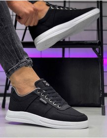 Resim Ghattix Erkek Keten Sneaker Ayakkabı Siyah Siyah 