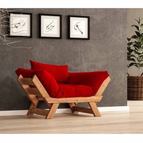 Resim Woodesk Adalar Masif Tik-kırmızı Renk Berjer 
