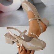 Resim Şık Kadın Mary Jane Mules - Parlak Kaplama, Kahverengi Sentetik Kaplama ve Şeffaf Kauçuk Taban ile Ankle-High Loafers, Partiler ve Günlük Giyim için Mükemmel, Mule Ayakkabıları 