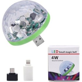 Resim Apple Uyumlu iPhone Android Mini Sihirli Disko Topu 4W Led Usb Küre Magic Ball (339992130) 