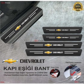 Resim Chevrolet Logolu Karbon Kapı Eşiği Koruyucu Suni Deri 4'lü 