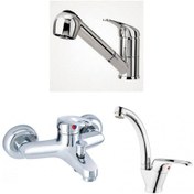 Resim Erce Mix Spiralli Evye kuğu Lavabo ve Banyo Bataryası 