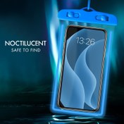 Resim Parlak Koyu Su Geçirmez Telefon Kılıfı Dokunmatik Ekranlı Yüzme, Lüminesans Kapalı Çanta Sıcak Çamurlar, Rafting, Dalış, Plaj Su Parkları ve Floresan Boyun Askısı Şeffaf Kılıf İçin. 